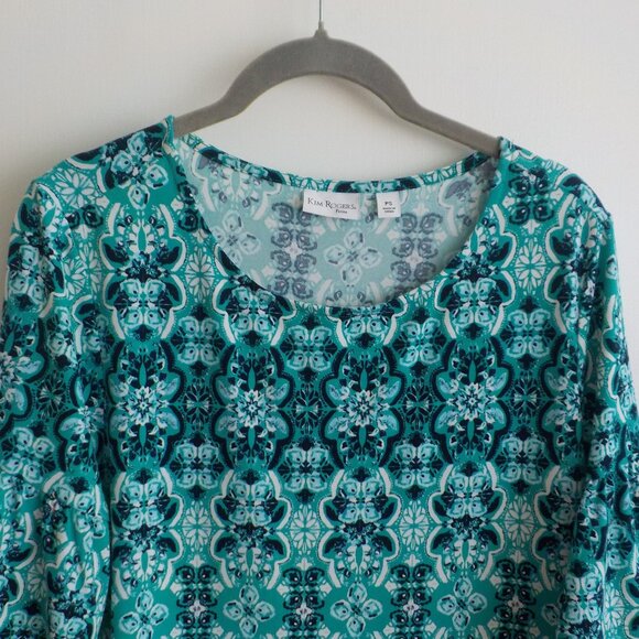 Kim Rogers Dress - Small Petite - Pullover - Shift - Green/Black/White  (379) - Picture 1 of 7